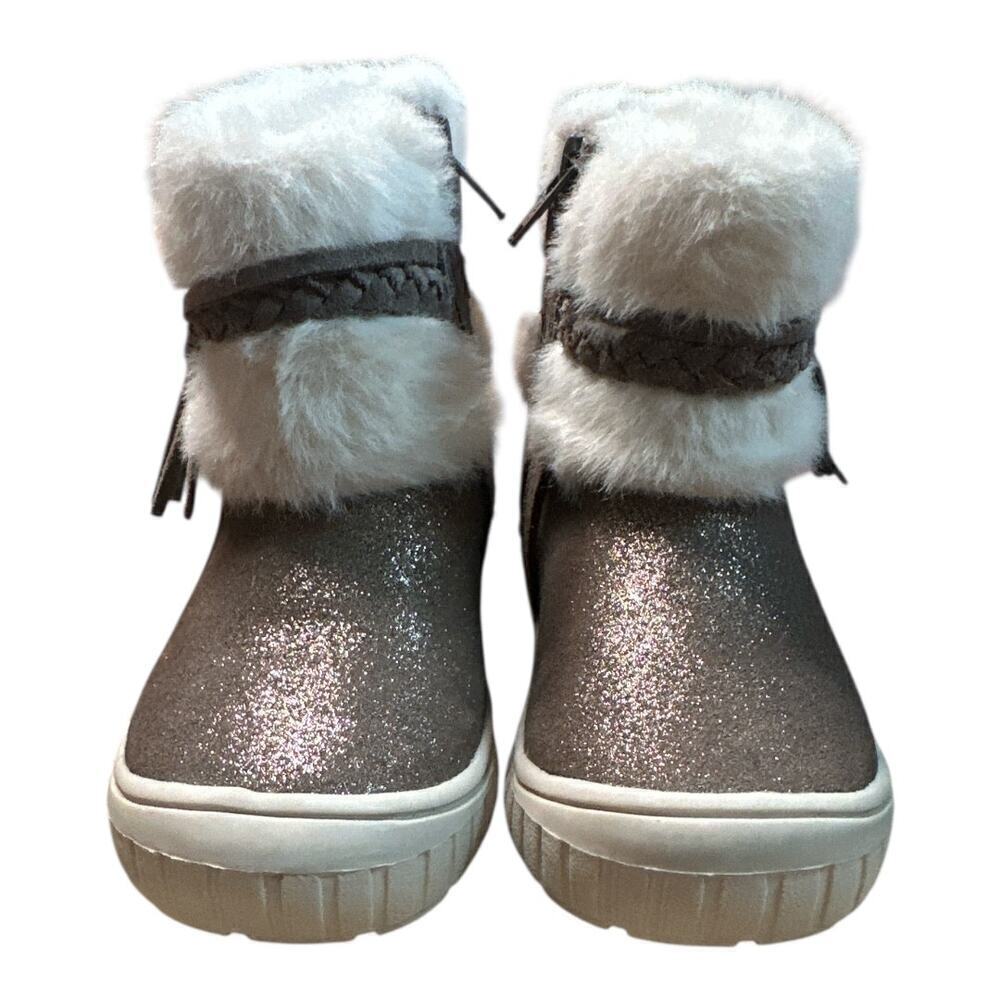 Geox Taupe Sparkle Breathable Thermal Insulation Fringe Ankle Boots Toddler 8